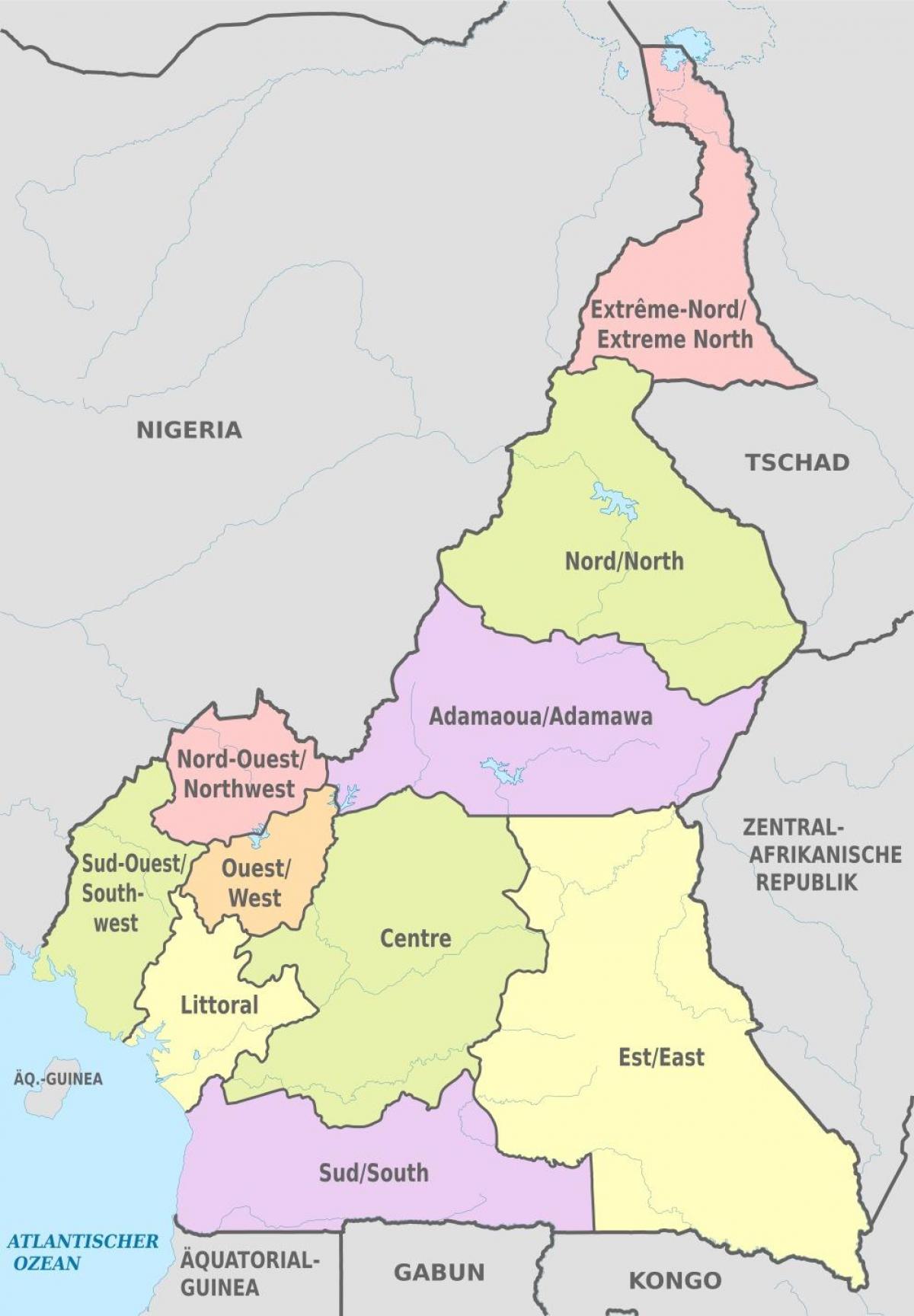 Ramani ya utawala Cameroon