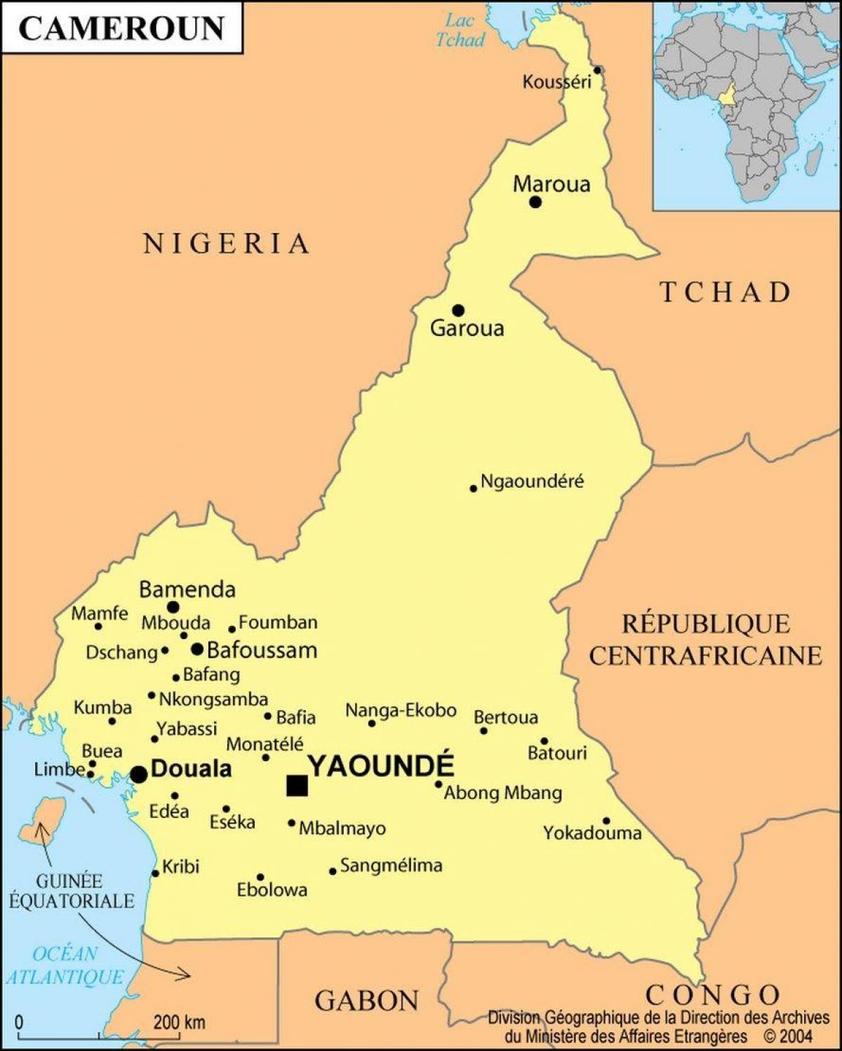 Ramani ya mji mkuu wa douala nchini Cameroon